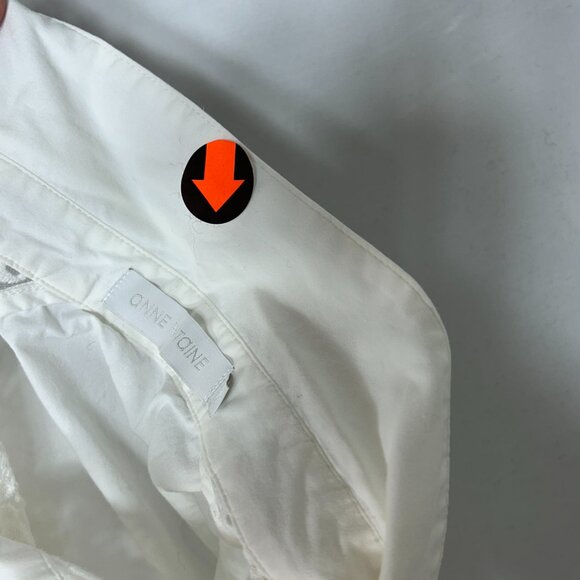 Anne Fontaine LADIES BLOUSE 42 10 WHITE CREAM EYELET CROCHET SHEER BUTTON UP - Picture 12 of 14